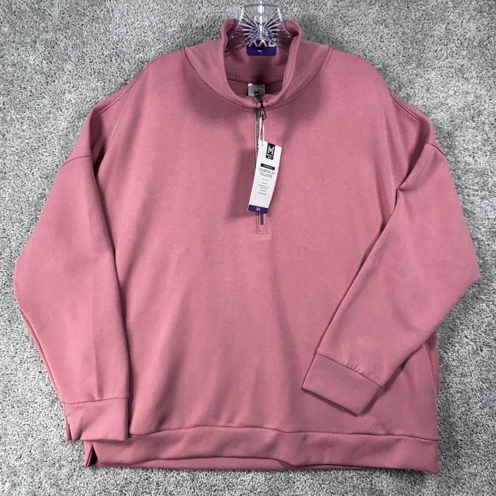 Member's‎ Mark Womens Pink Sandwash Quarter Zip Pullover XXL MM24251 Relaxed Fit